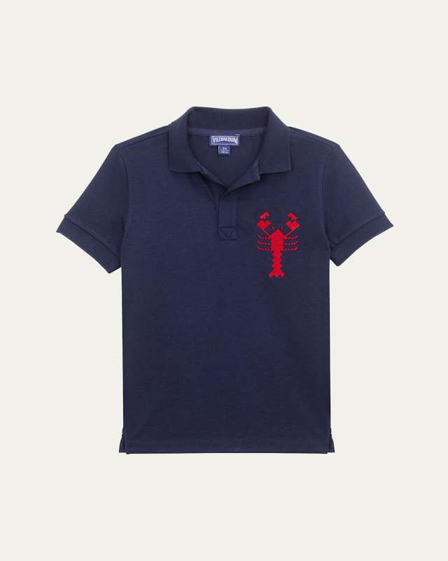 Boy's Embroidered Pique Polo Shirt, Size 2-